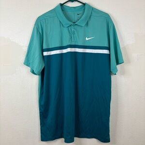 Nike Dri Fit Victory Color Block Polo Shirt Teal Spruce Sz XL Athletic Sporty